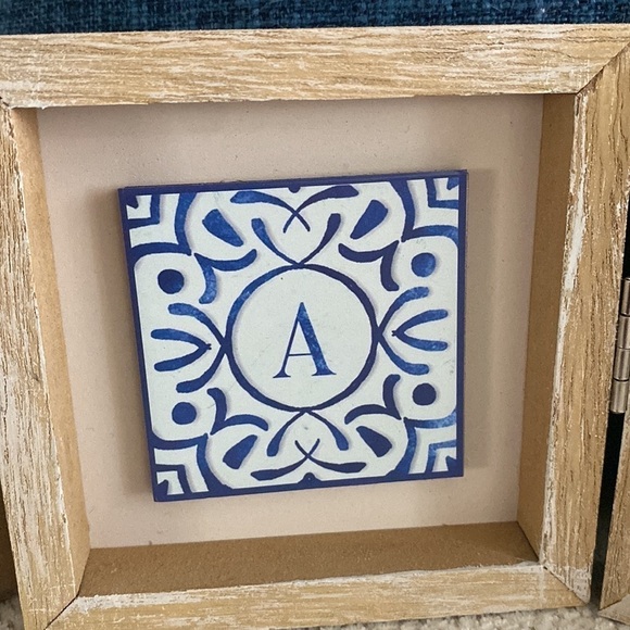 ❤️3 for $15! ❤️ Bathroom decoration, four blue and white tiles in frames. - Picture 4 of 12